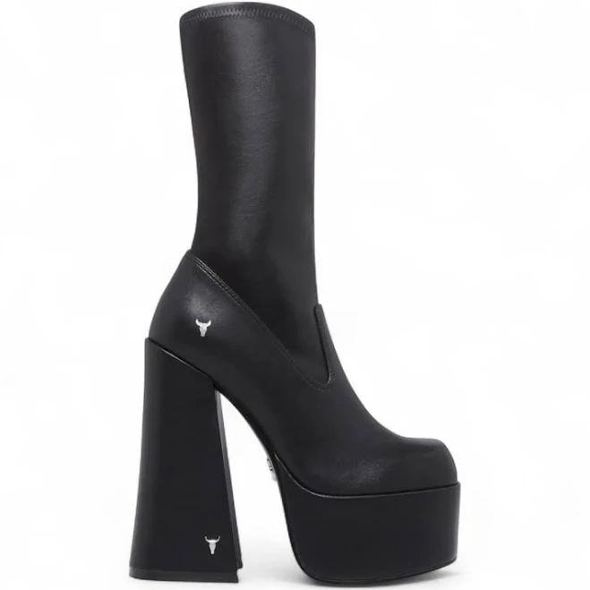 Windsorsmith Women's Mid-Calf Sock Platform Goth Heel Boots