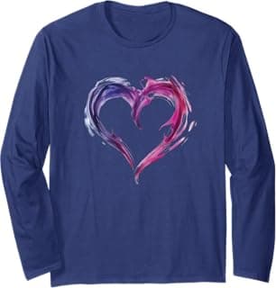 Blended Passion Heart Graphic Purple Blue Pink Art Long Sleeve T-Shirt
