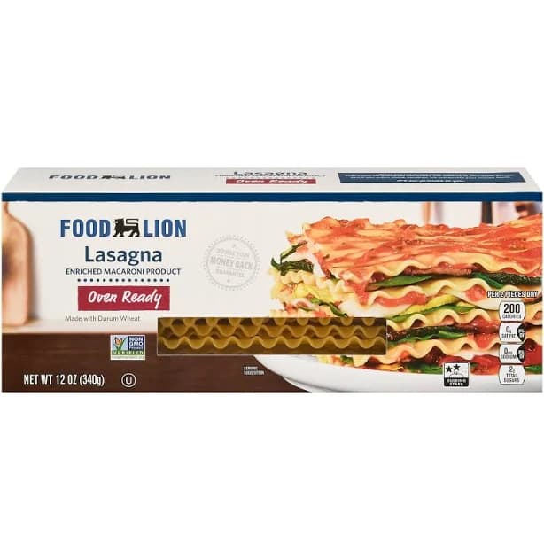 Food Lion Oven Ready Lasagna Pasta 12 oz Box