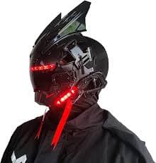 JAUPTO Gothic Punk Mask Helmet,Techwear Mask, Halloween Cosplay Technology Helmet, Futuristic Helmet with LED Ligh : Amazon.ae: Fashion