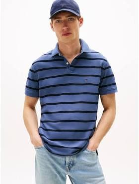 Tommy Hilfiger Men's Regular Fit Stripe Wicking Polo