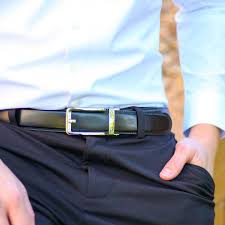 Wholesale Gloss Black Leather Ratchet Belt & Buckle Set for your store - Faire