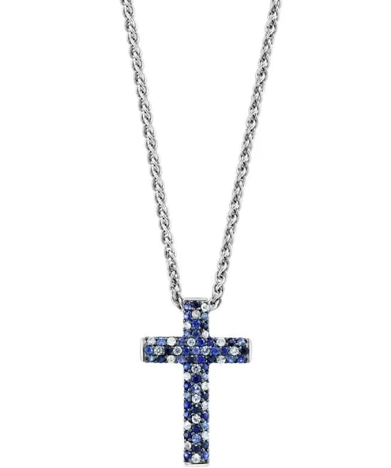 Effy Women's Sterling Silver Sapphire Ombre Cross Pendant Necklace