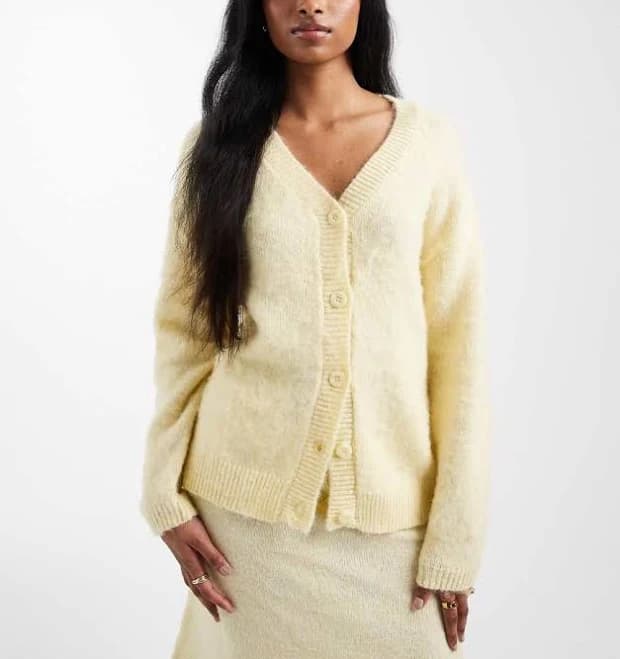 Pieces Fluffy Knit V-Neck Slouchy Cardigan