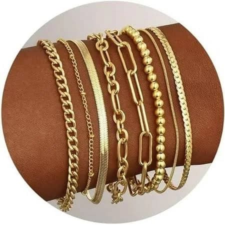14K Gold Plated Dainty Layered Chain Bracelets