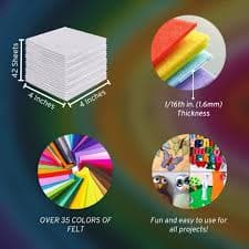 Amazon.com: FabricLA Acrylic Felt Sheets for Crafts - Soft Precut 4" X 4" Inches (10cm X 10cm) Felt Squares - Use Felt Fabric Craft Sheets for DIY, Hobby, Costume, and Decoration -