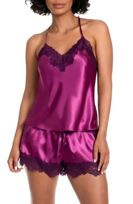 In Bloom Women's Giovanna Lace Trim Satin Cami & Shorts Set