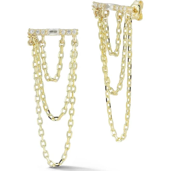 Sterlina Silver Multi-Chain Drop Earrings, Ster ling,Yellow
