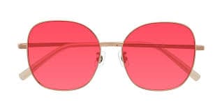Rose Gold Oversized Hipster Titanium Tinted Sunglasses with Red Sunwear Lenses - Zissy
