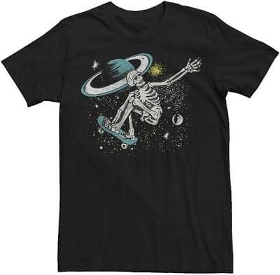 Celestial Skateboarding Skeleton Tee