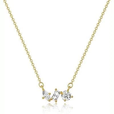 14K Gold Plated Irregular CZ Dainty Necklace