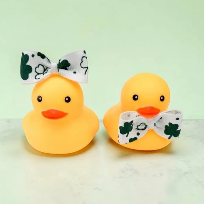 Shamrock Themed Yellow Rubber Duck Ducks - White Green Irish - Individual or Packs