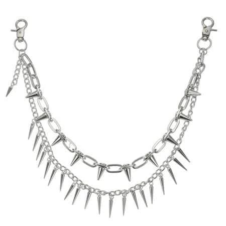 Punk Rivet Spike Double Chain with Lobster Clasps