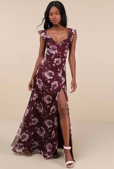 Lulus Ruffled Tie-Back Maxi Dress