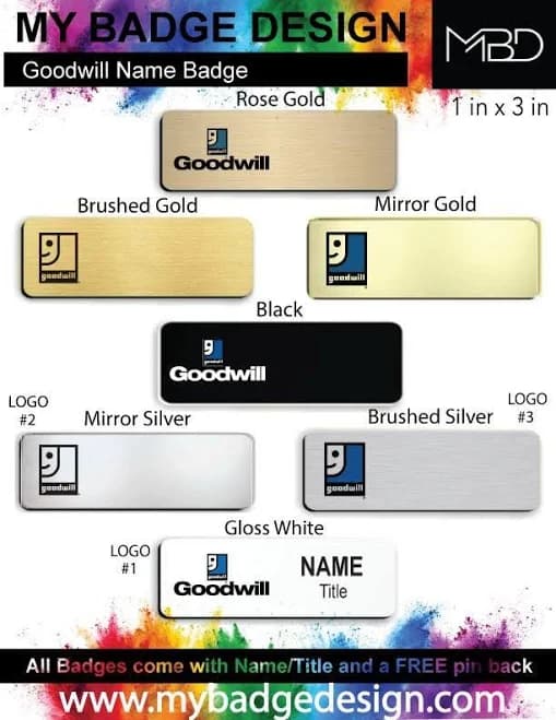 1" x 3" Goodwill Employee Name Badge