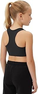 Girl’s Stretchy Crop Racerback Undershirt Training Sports Bra, UV Protective Fabric, UPF 50+, Made in USA,