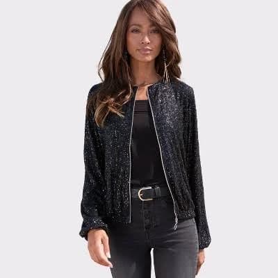 Lascana Women's Sequin Bomber Jacket