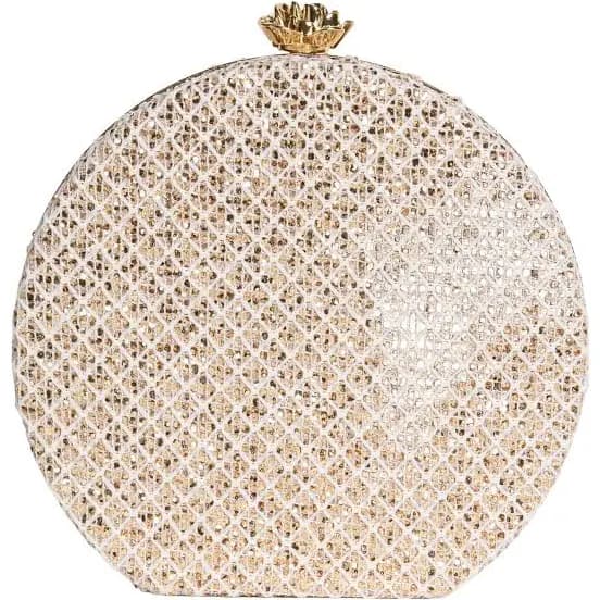 David Charles Round Sequined Bag Clutch with Chain Strap