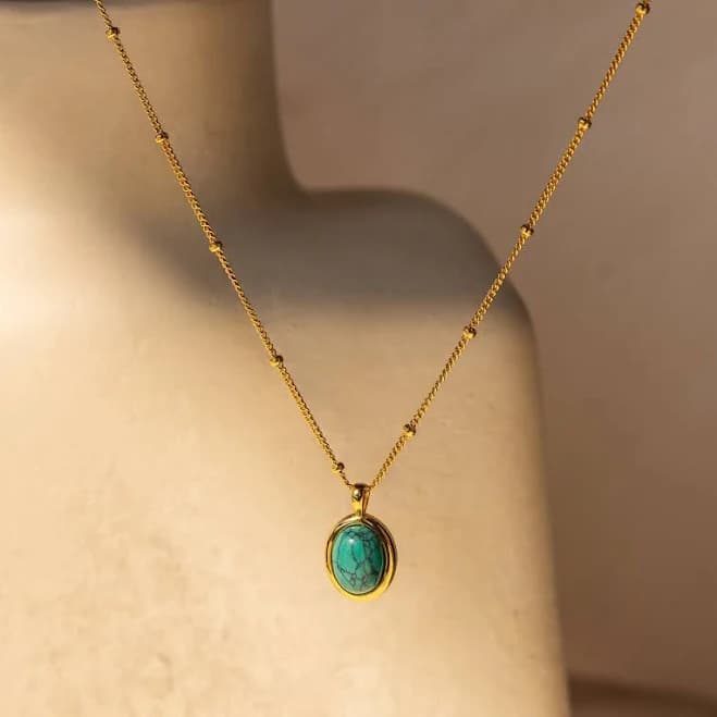 Caitlyn Minimalist 18K Gold Turquoise Satellite Chain Necklace