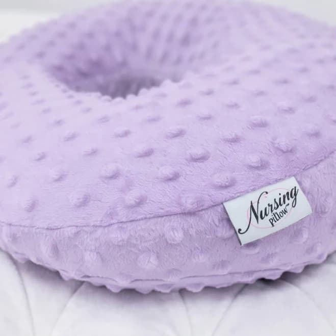 Lilac Minky Nursing Pillow with Embroidery