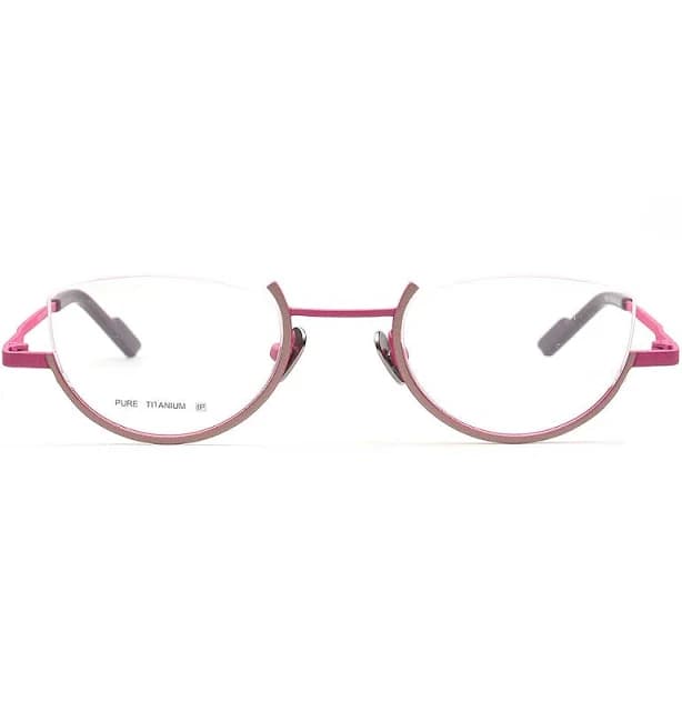 Brea | Trendy Half Rim Womens Titanium Eyewear | Geometric Semi Rimless Cat Eye Glasses Frames, Pink