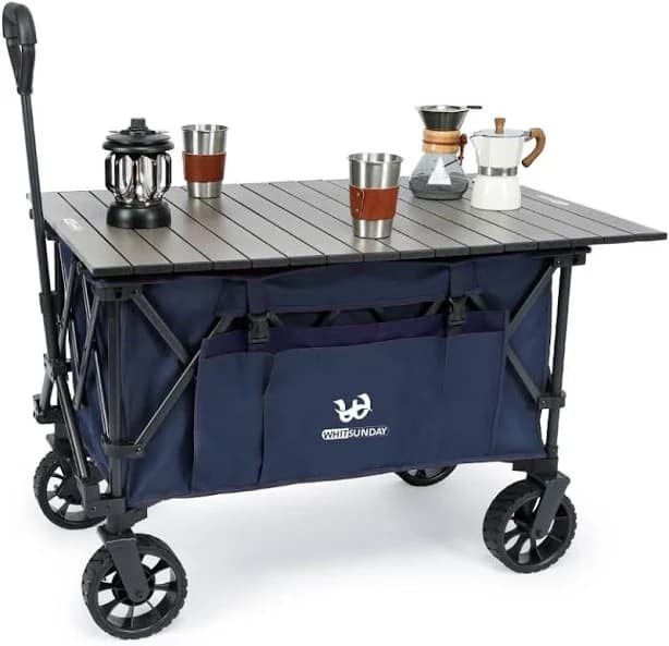 WHITSUNDAY Moko Compact Folding Wagon Cart with Aluminum Table Plate