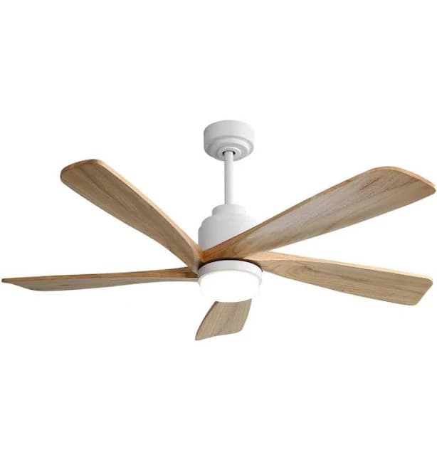 Pudo 52 in. Modern Natural Indoor Ceiling Fan with 5 Solid Wood Blades and Reversible DC Motor