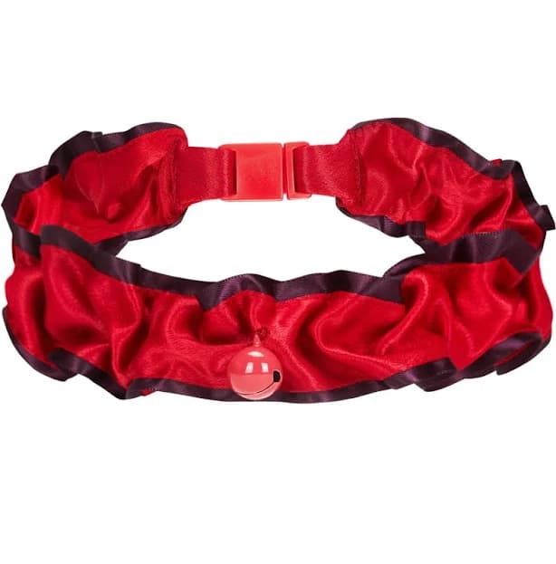 Blueberry Pet Elastic Satin Red Cat Collar with Bell Adjustable