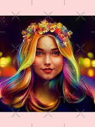 Camiseta para niños for Sale con la obra «una pintura digital de una mujer con cabello colorido» de DesignAtYO | Redbubble