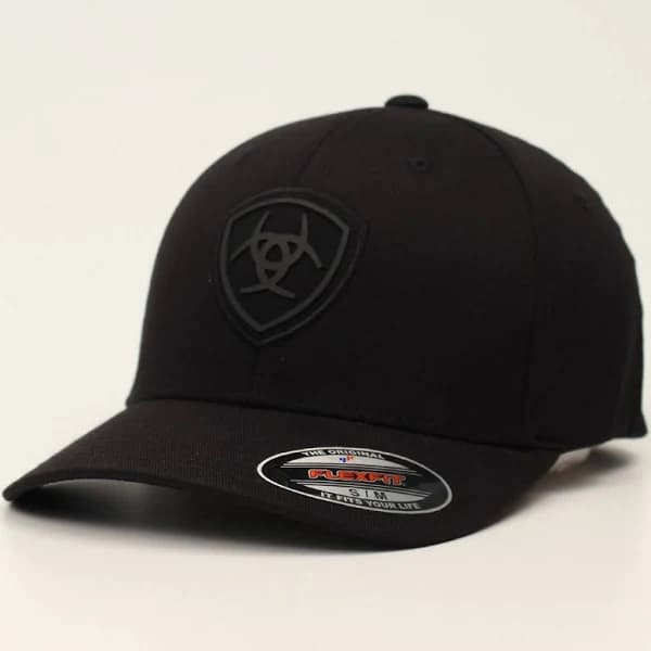 ARIAT FLEXFIT BLACK SHIELD LOGO - HATS |1512401