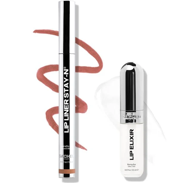 SACHEU Line & Shine Kit, Customizable Lip Liner & Lip Elixir, 12-Hour Smudge-Free, 2 Shades: pINK-ed / MIDNIGHT LYCHEE