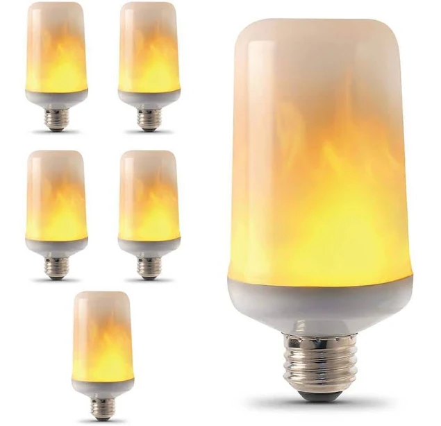 EcoSmart 3-Watt Equivalent T60 Cylinder Flame Design LED Light Bulb (6-pack)