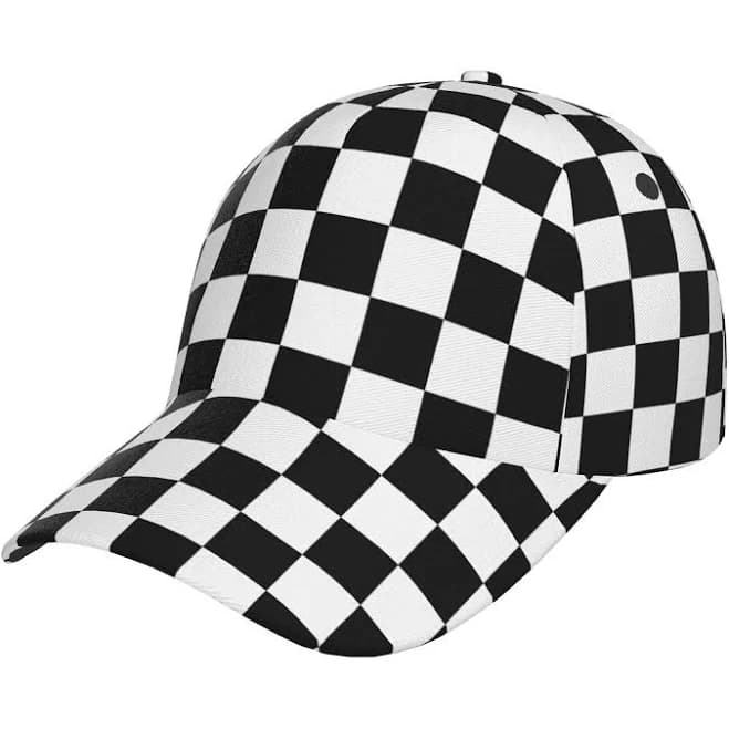 Black And White Checkered Baseball Cap Hats Adjustable Trucker Hat