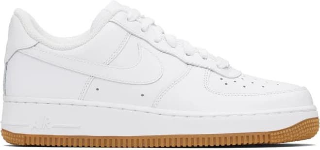 Nike Men's White & Gum Air Force 1 '07 Low-Top Sneakers (US 10.5)