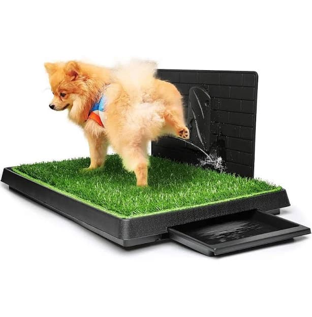 Hompet Dog Grass Pad with Tray Large, Puppy Turf Potty Reusable Training Pads with Pee Baffle, Artificial Grass Patch for Indoor and Outdoor Use