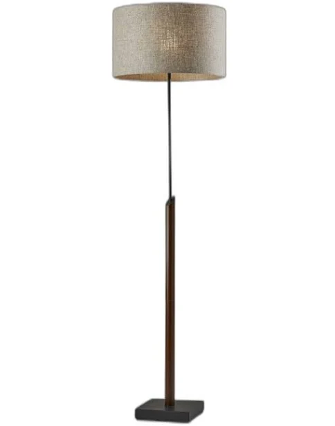 HomeRoots 63-in Beige, Black Standard Floor Lamp with Fabric Shade