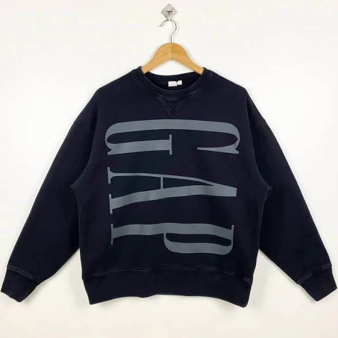 Vintage Gap Crewneck Sweatshirt Print Logo Black Color Men's M