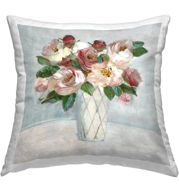 Stupell Industries Romantic Pink & Red Bouquet Printed Outdoor Throw Pillow