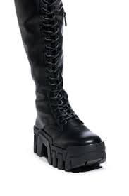 AZALEA WANG NATHAN THIGH HIGH LACE UP BOOT IN BLACK – AKIRA
