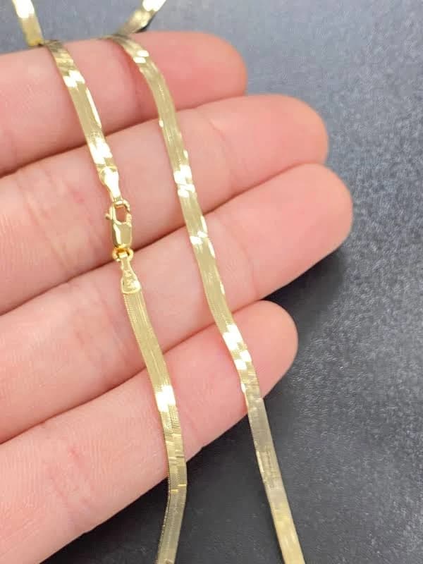 14K Gold Herringbone Bracelet Necklace