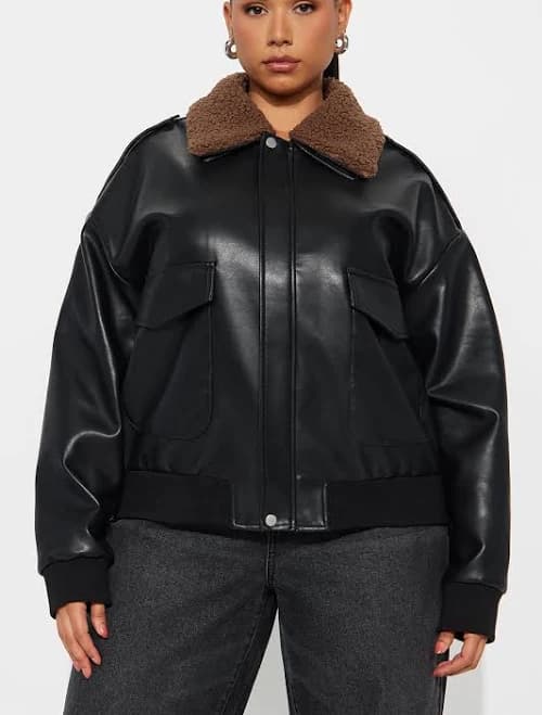 Fashion Nova Jess Faux Leather Bomber Jacket