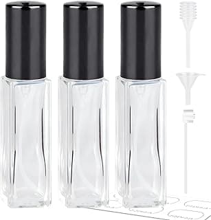 Perfume Refill Bottle, Mini Leak-proof Portable Perfume Travel Refillable Dispenser, 3pcs 10ml Empty Atomizer Sprayer, Pocket Glass Bottle with Funnel and Pipette for Cologne (Clear)