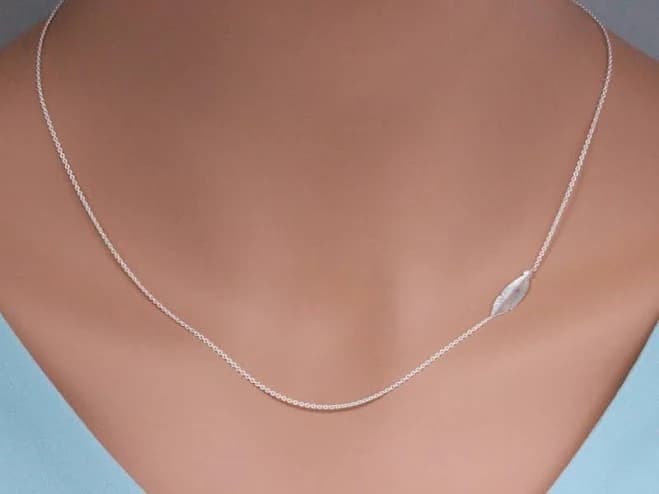 Sterling Silver Dainty Sideways Charm Necklace