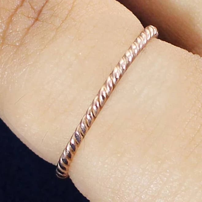 Sterling Silver Twist Rope Band Stacking Ring