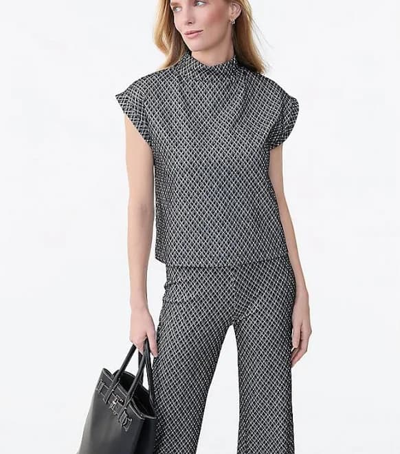 Ann Taylor Women's Plaid Mock Neck Top