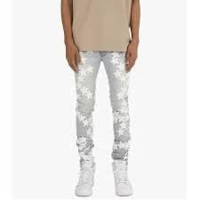 MNML Star Patch Light Wash Denim Jeans Mens Size 31 Grunge Skinny Stretch