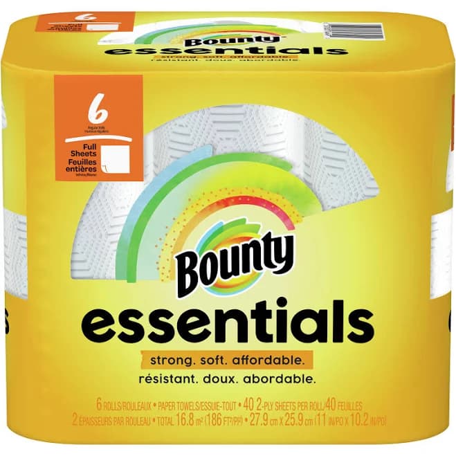 Bounty Essentials Paper Towels Regular Rolls 8 Count