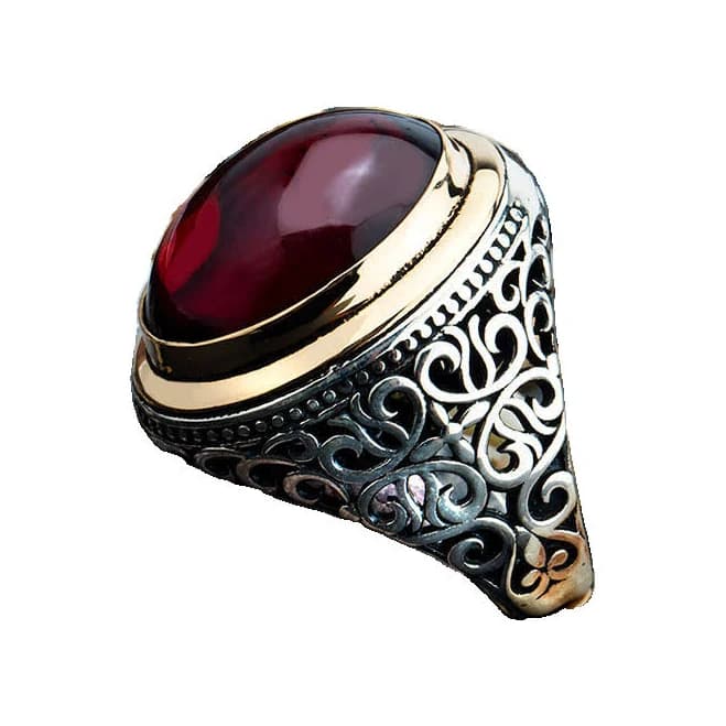 Silver Oval Red Garnet