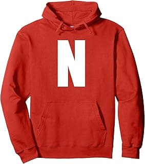 Letter N Simple Typography White Text Pullover Hoodie