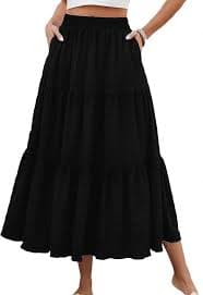 Amazon.com: HUSKARY Boho Maxi Skirts for Women Trendy Summer 2025 Elegant Tiered Midi Skirts Loose Flowy Long Skirt,Black,X-Small : Clothing, Shoes & Jewelry